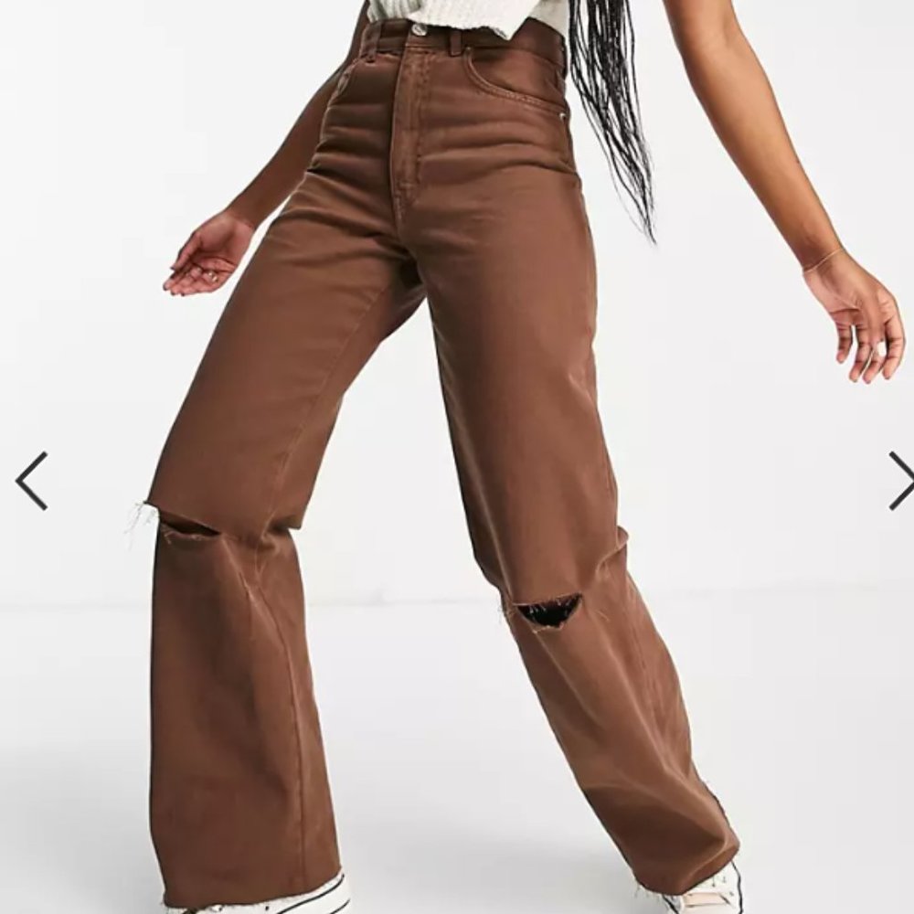 Stradivarius 90's Dad Jean (Chocolate Brown) - US 4